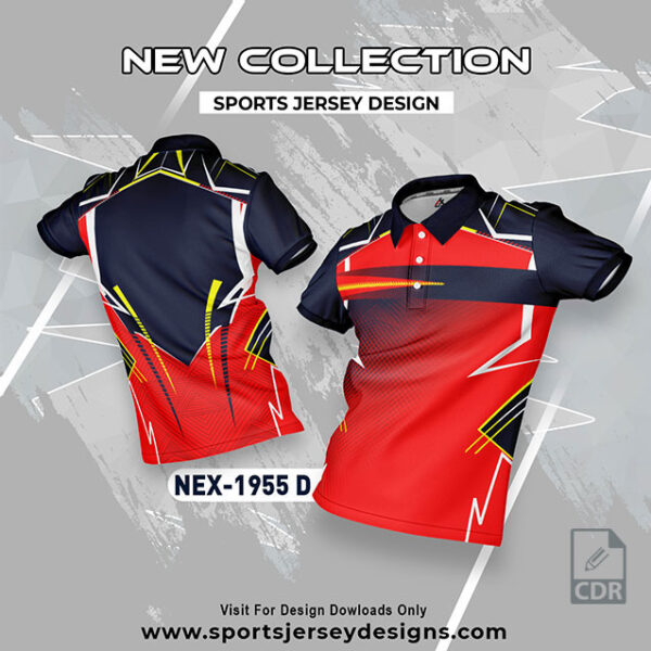 NEX 1955-D RED AND NAVY BLUE SPORTSWEAR SUBLIMATION JERSEY DESIGN