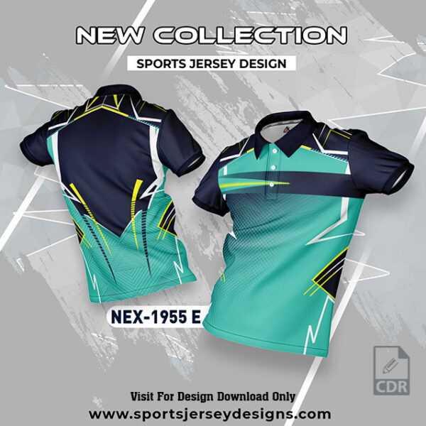 NEX 1955-E SEA GREEN AND NAVY BLUE SPORTSWEAR SUBLIMATION JERSEY DESIGN