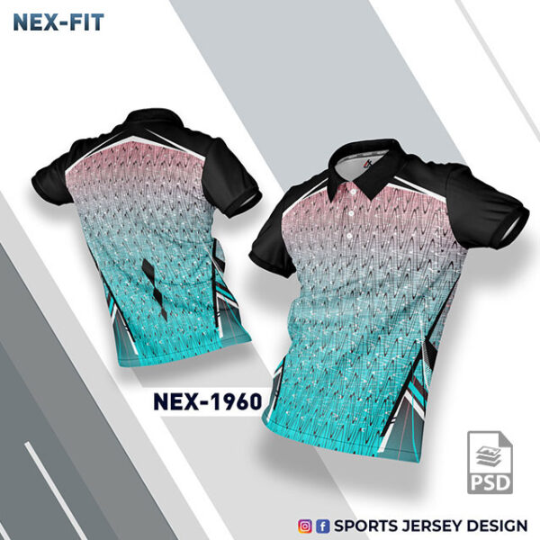 NEX 1960 CORAL PINK AND TEAL SPORTSWEAR SUBLIMATION JERSEY DESIGN
