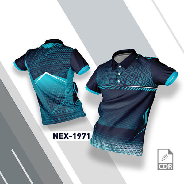 NEX 1971 NAVY BLUE AND FIROZI SPORTSWEAR SUBLIMATION JERSEY DESIGN