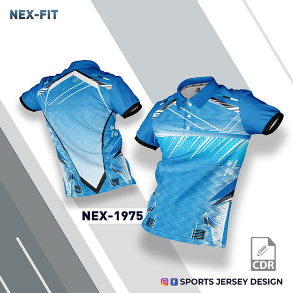 NEX 1975 INDIA BLUE AND WHITE SPORTSWEAR SUBLIMATION JERSEY DESIGN