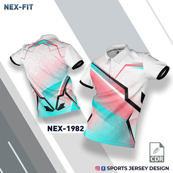 NEX 1982 WHITE/FIROZI ANDBABY PINK SPORTSWEAR SUBLIMATION JERSEY DESIGN