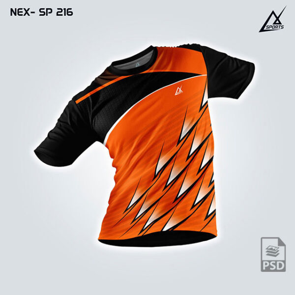 NEX SP 216 ORANGE AND BLACK SPORTSWEAR SUBLIATION JERSEY DESIGN