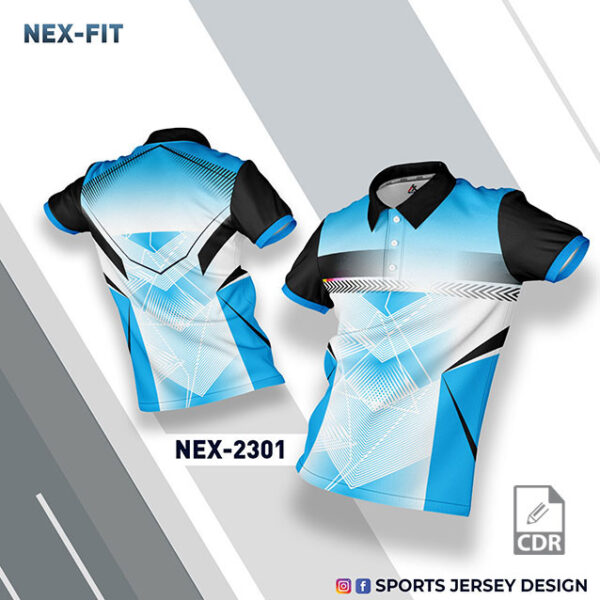NEX 2301 FIROZI BLUE AND WHITE SPORTSWEAR SUBLIMATION JERSEY DESIGN