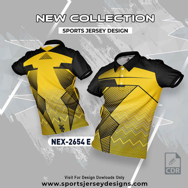 NEX 2654-E YELLOW AND BLACK SPORTSWEAR SUBLIMATION JERSEY DESIGN