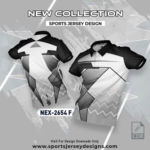 NEX 2654-F WHITE AND BLACK SPORTSWEAR SUBLIMATION JERSEY DESIGN