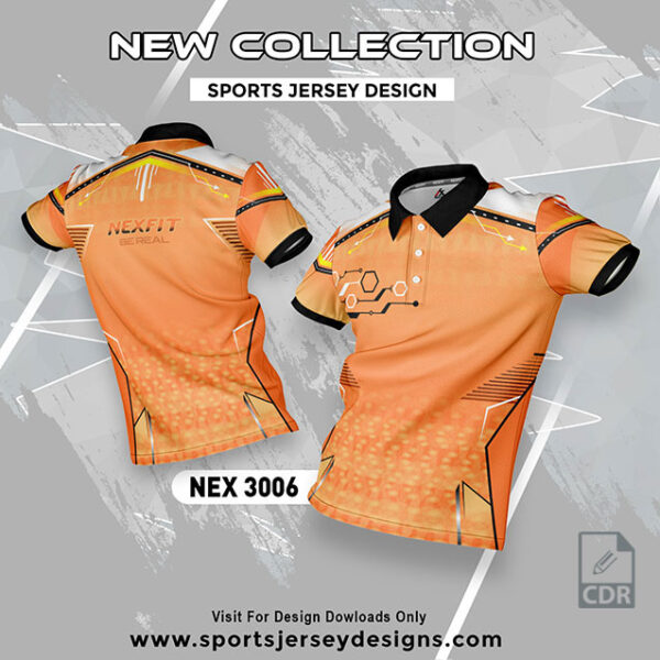 NEX 3006 ORANGE  SPORTSWEAR SUBLIMATION JERSEY DESIGN