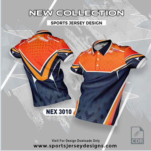 NEX 3010 NAVY BLUE AND ORANGE SPORTSWEAR SUBLIMATION JERSEY DESIGN