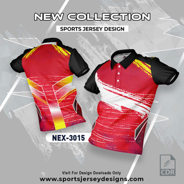 NEX 3015 RED AND BLACK SPORTSWEAR SUBLIMATION JERSEY DESIGN