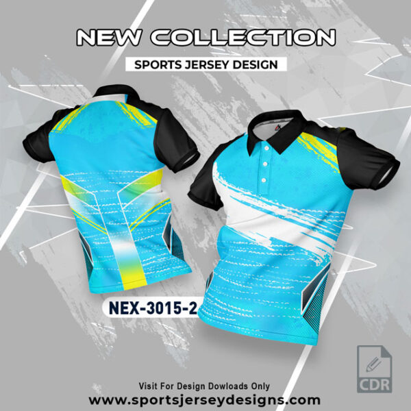 NEX 3015-2 INDIA BLUE AND BLACK SPORTSWEAR SUBLIMATION JERSEY DESIGN