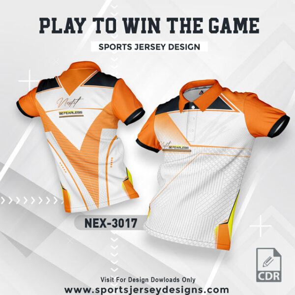 NEX 3017 ORANGE AND WHITE  SPORTSWEAR SUBLIMATION JERSEY DESIGN