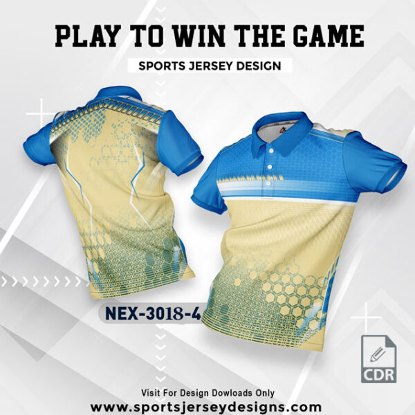 NEX 3018-4 BEIGE  AND INDIA BLUE SPORTSWEAR SUBLIMATION JERSEY DESIGN