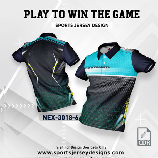 NEX 3018-6 BLACK AND FIROZI SPORTSWEAR SUBLIMATION JERSEY DESIGN