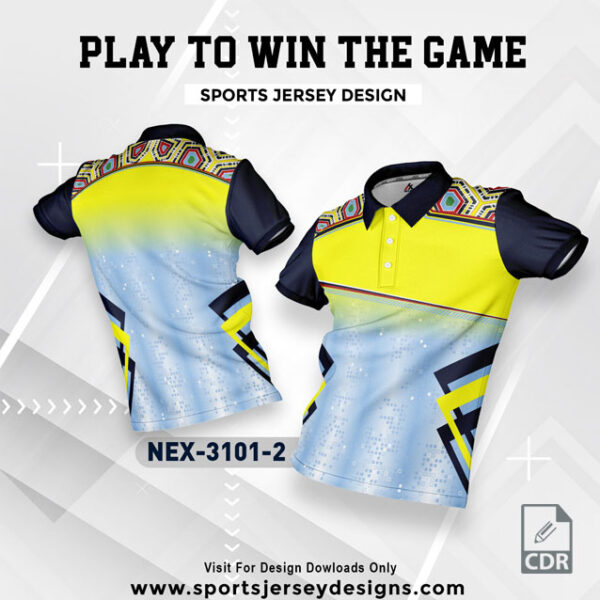 NEX 3101-2 SKY BLUE AND YELLOW SPORTSWEAR SUBLIMATION JERSEY DESIGN