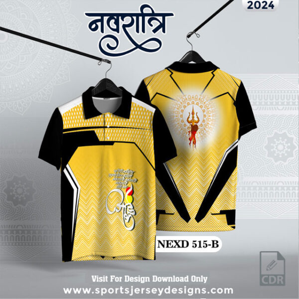 NEXD-515 B SUBLIMATION JERSEY DESIGN IN YELLOW AND BLACK FOR NAVRATRI FESTIVAL