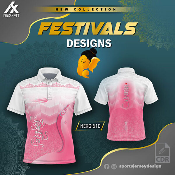 NEXG 610 Ganesha Festival Design for Sublimation Print With The combination of White and Pink Colors