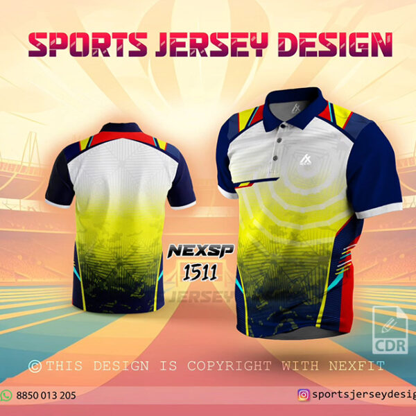 NEXSP 1511 LEMON YELLOW/WHITE AND NAVY BLUE SPORTSWEAR SUBLIMATION JERSEY DESIGN