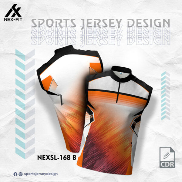 NEXSL 168 B ORANGE AND WHITE  SLEEVLESS SPORTSWEAR SUBLIMATION JERSEY DESIGN