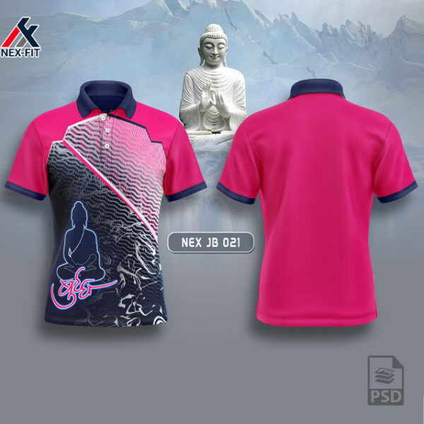 NEX JB 021 GAUTAMA BUDHA SUBLIMATION JERSEY DESIGN IN MAGENTA PINK AND NAVY BLUE COLOR
