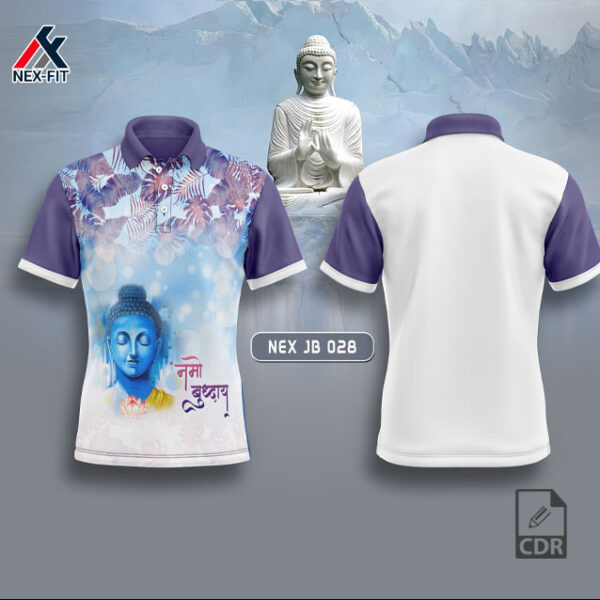 NEX JB 028 GAUTAMA BUDHA SUBLIMATION JERSEY DESIGN IN PURPLE AND WHITE COLOR