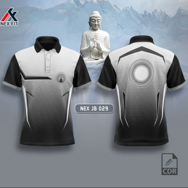 NEX JB 029 GAUTAMA BUDHA SUBLIMATION JERSEY DESIGN IN BLACK AND WHITE COLOR