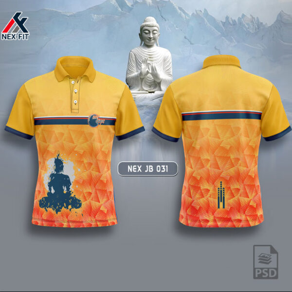 NEX JB 031 GAUTAMA BUDHA SUBLIMATION JERSEY DESIGN IN ORANGE AND YEELOW  COLOR