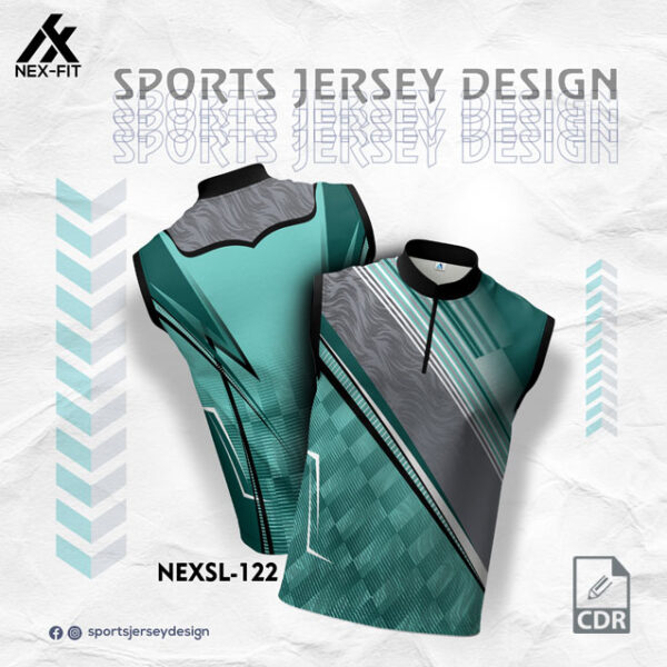 NEXSL 122 RAMA GREEN AND GRAY SLEEVLESS SPORTSWEAR SUBLIMATION JERSEY DESIGN