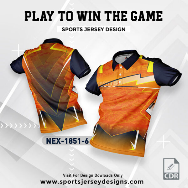 NEX 1851-6 ORANGE AND NAVY BLUE SPORTSWEAR SUBLIMATION JERSEY DESIGN