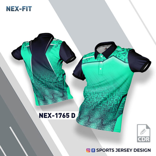 NEX 1765-D SEA GREEN AND BLACK SPORTSWEAR SUBLIMATION JERSEY DESIGN
