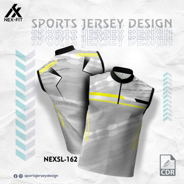 NEXSL 162 GRAY AND YELLOW SLEEVLESS SPORTSWEAR SUBLIMATION JERSEY DESIGN