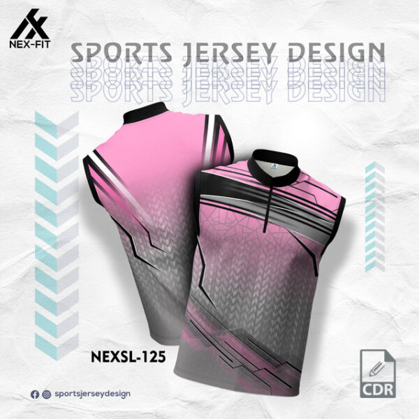 NEXSL 125 PINK AND DRAK GRAY SLEEVLESS SPORTSWEAR SUBLIMATION JERSEY DESIGN