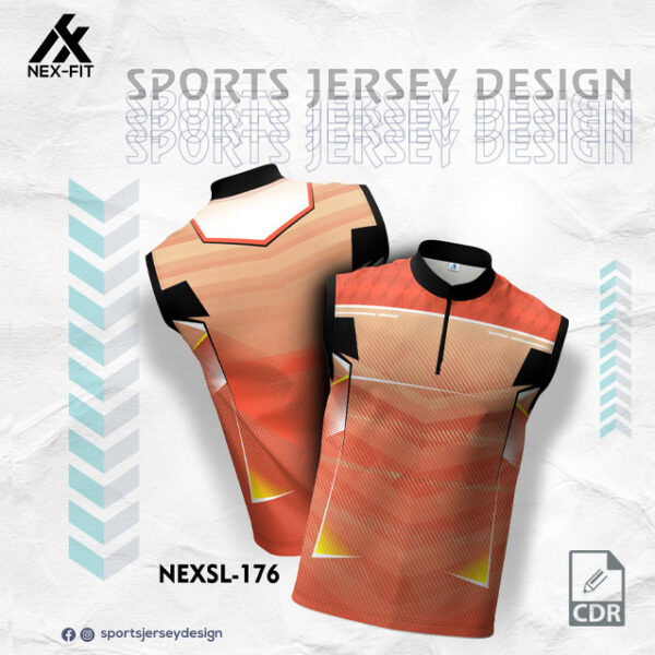 NEXSL 176 ORANGE SLEEVLESS SPORTSWEAR SUBLIMATION JERSEY DESIGN