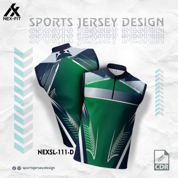 NEXSL 111-D BOTTLE GREEN WITH  NAVY BLUE GRADIENT SLEEVLESS SPORTSWEAR SUBLIMATION JERSEY DESIGN