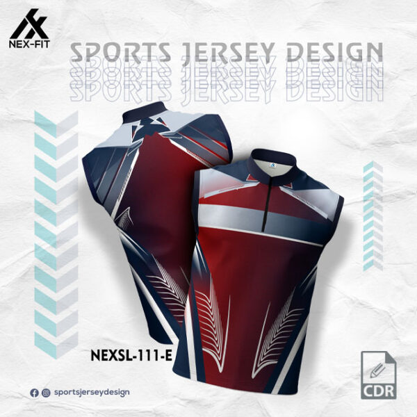 NEXSL 111-E RED WITH NAVY BLUE GRADIENT SLEEVLESS SPORTSWEAR SUBLIMATION JERSEY DESIGN