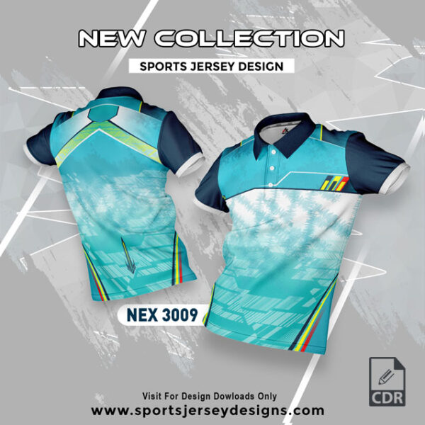 NEX 3009 FIROZI AND SEA GREEN SPORTSWEAR SUBLIMATION JERSEY DESIGN