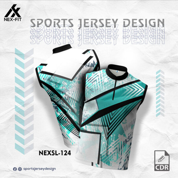 NEXSL 124 WHITE AND SEA GREEN SLEEVLESS SPORTSWEAR SUBLIMATION JERSEY DESIGN