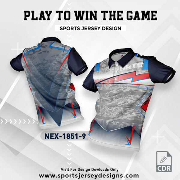 NEX 1851-9 GRAY AND WHITE SPORTSWEAR SUBLIMATION JERSEY DESIGN