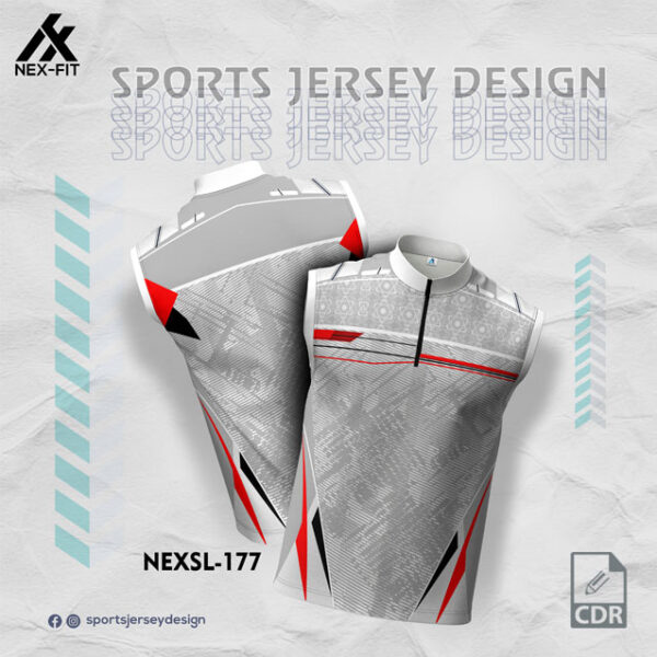 NEXSL 177 GRAY AND WHITE SLEEVLESS SPORTSWEAR SUBLIMATION JERSEY DESIGN