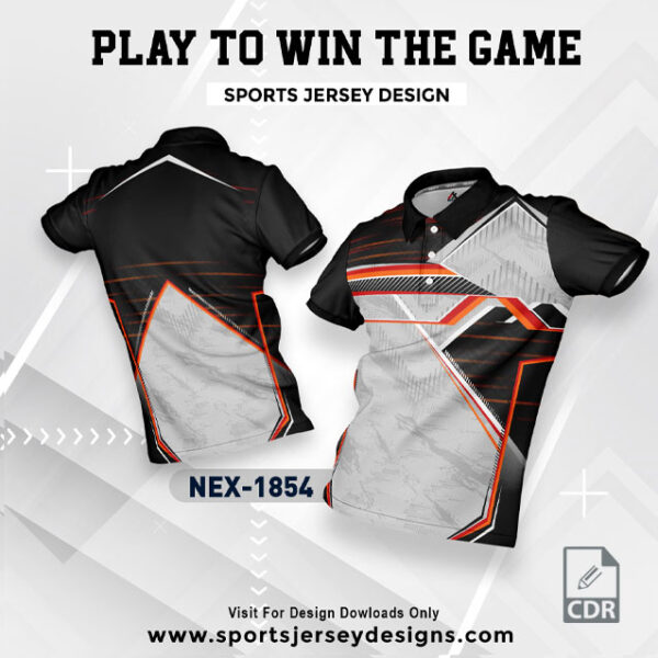 NEX 1854 BLACK WITH WHITE AND ORANGE GRADIENT SPORTSWEAR SUBLIMATION JERSEY DESIGN