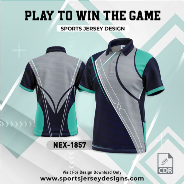 NEX 1857 GRAY WITH NAVY BLUE AND SEA GREEN GRADIENT SPORTSWEAR SUBLIMATION JERSEY DESIGN