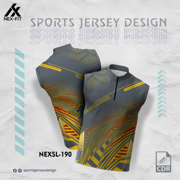 NEXSL 190 DRAK GEAY WITH YELLOW GRADIENT SLEEVLESS SPORTSWEAR SUBLIMATION JERSEY DESIGN