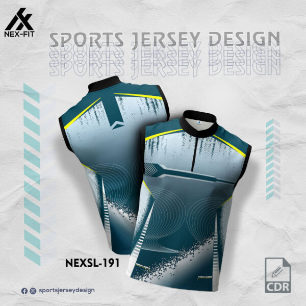 NEXSL 191 BISLERI GREEN WITH SKY BLUE GRADIENT SLEEVLESS SPORTSWEAR SUBLIMATION JERSEY DESIGN