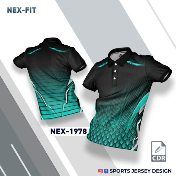 NEX 1978 SEA GREEN AND BLACK SPORTSWEAR SUBLIMATION JERSEY DESIGN