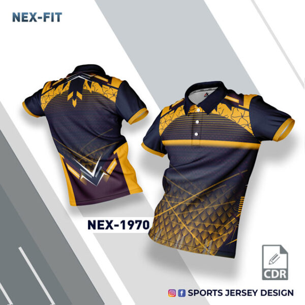 NEX 1970 YELLOW AND NAVY BLUE SPORTSWEAR SUBLIMATION JERSEY DESIGN