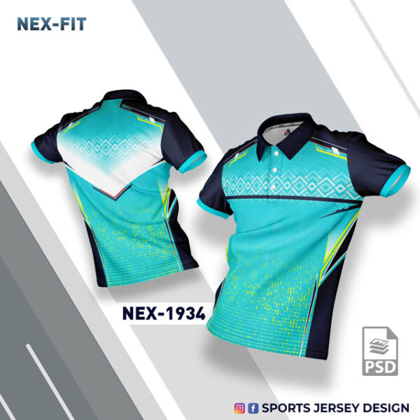 NEX 1934 SEA GREEN AND NAVY BLUE SPORTSWEAR SUBLIMATION JERSEY DESIGN