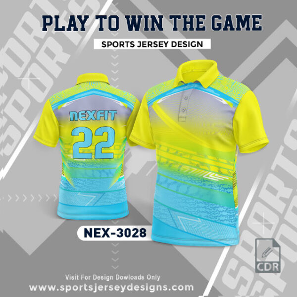 NEX 3028 LEMON YELLOW AND FIROZI BLUE SPORTSWEAR SUBLIMATION JERSEY DESIGN