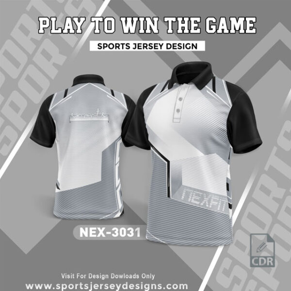 NEX 3031 BLACK AND WHITE SPORTSWEAR SUBLIMATION JERSEY DESIGN