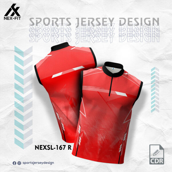 NEXSL 167-R RED SLEEVLESS SPORTSWEAR SUBLIMATION JERSEY DESIGN