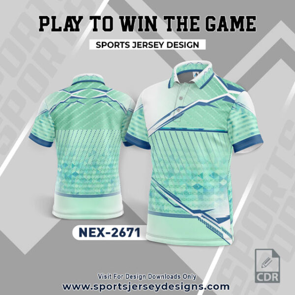 NEX 2671 PALE GREEN AND WHITE SPORTSWEAR SUBLIMATION JERSEY DESIGN