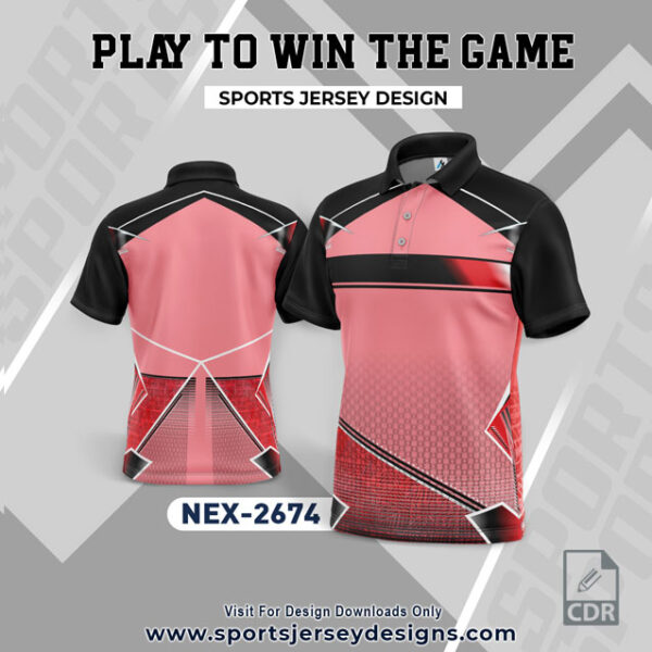 NEX 2674 RED AND BLACK SPORTSWEAR SUBLIMATION JERSEY DESIGN